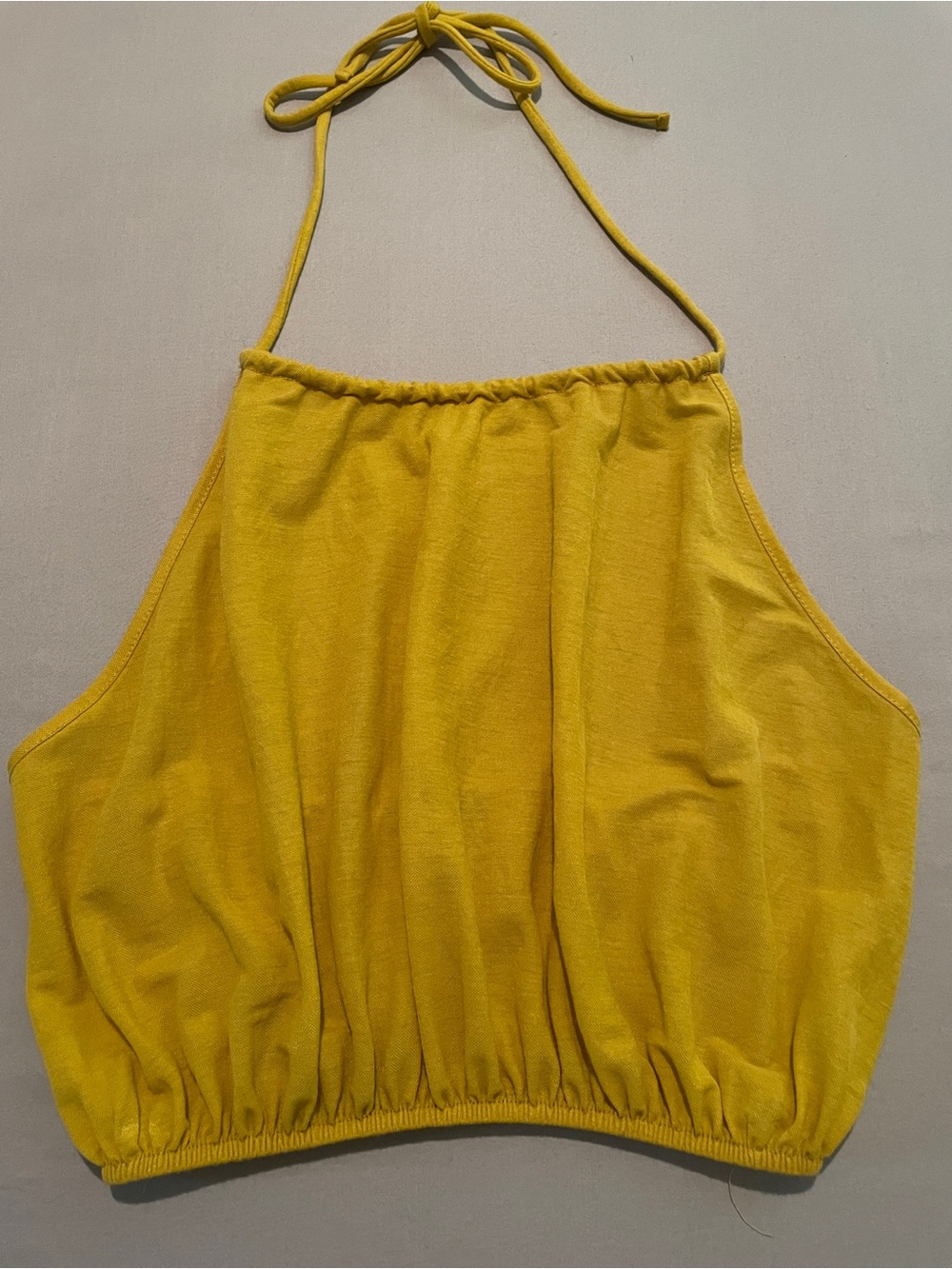 Zara Mustard Yellow Halter Crop Top High Neck, Size Medium